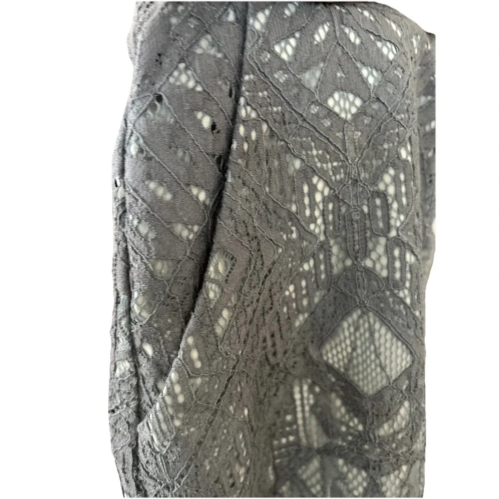 BCBG Maxazria Size 6 Slate Blue Lace Snap Front‎ Maxi Skirt Cottagecore